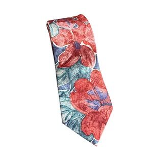 Vintage Ketch Classics Mens Floral Necktie Red‎ Purple Bold Botanical Print Tie